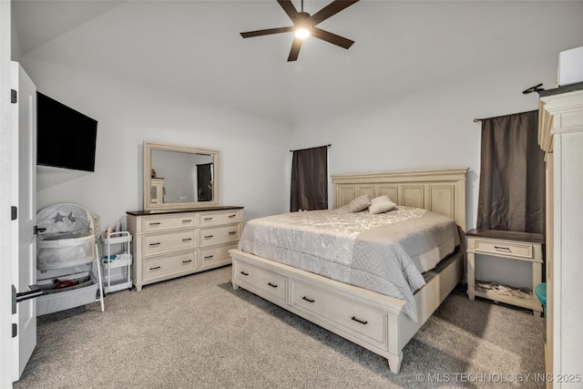 5769 S 256th E Ave, Broken Arrow, OK 74014 - carpeted bedroom with vaulted ceiling and ceiling fan