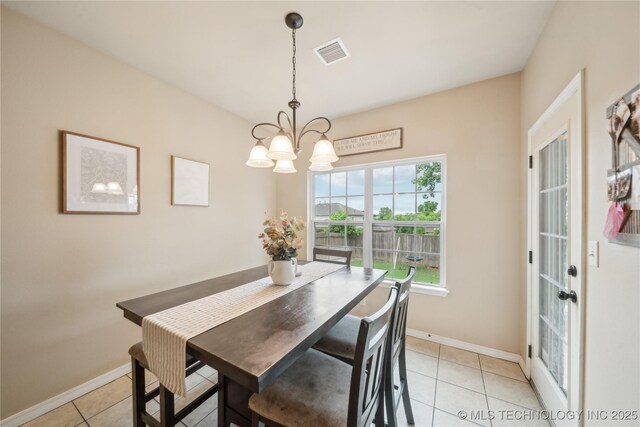 2704 W Imperial St, Broken Arrow, OK 74011 - dining room featuring a chandelier, baseboards, and light tile patterned flooring
