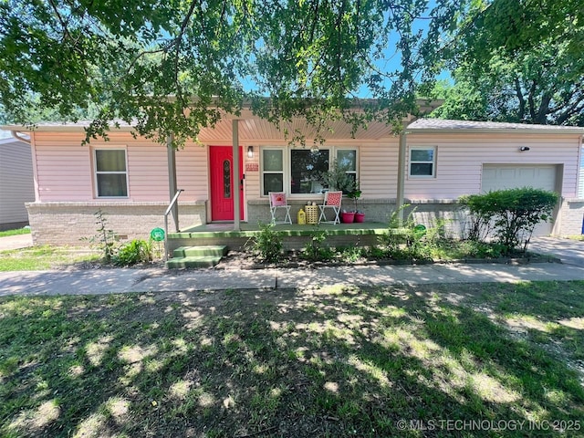 1610 S Ash Ave, Broken Arrow, OK 74012 - ranch-style home with covered porch, a garage, and brick siding