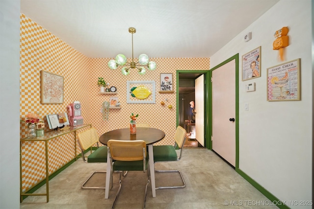 1610 S Ash Ave, Broken Arrow, OK 74012 - dining room with a chandelier and baseboards