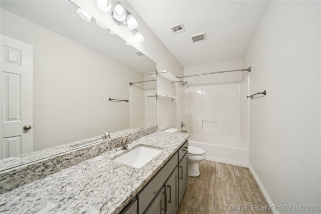 10901 E 95th St N, Owasso, OK 74055 - bathroom featuring toilet, vanity, shower / bath combination, and baseboards