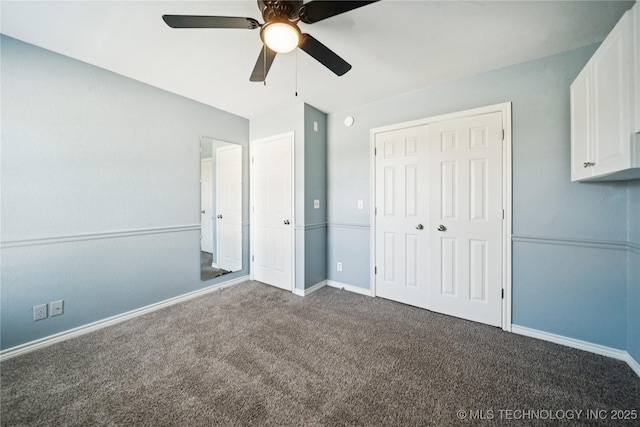 10901 E 95th St N, Owasso, OK 74055 - unfurnished bedroom featuring carpet, baseboards, a closet, and ceiling fan