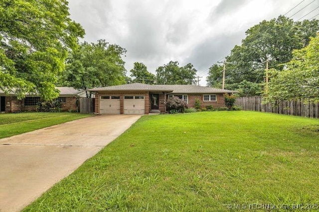 4023 E 36th St S, Tulsa, OK 74135 - single story home with an attached garage, concrete driveway, and brick siding