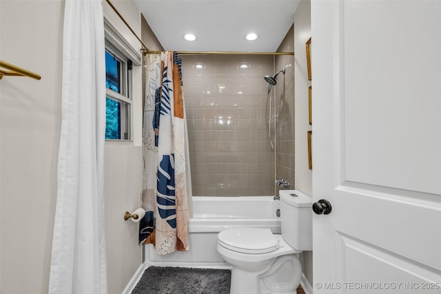 4023 E 36th St S, Tulsa, OK 74135 - full bathroom with shower / bath combination with curtain and recessed lighting