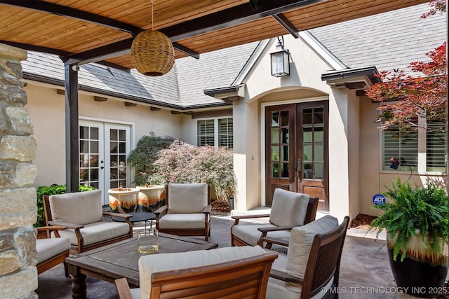 1336 E 35th Pl, Tulsa, OK 74105 - view of patio / terrace with french doors and an outdoor living space