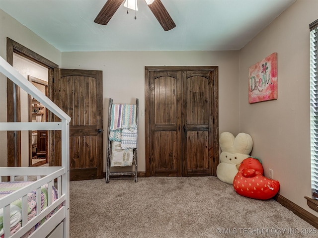 32188 E 738th Rd, Wagoner, OK 74467 - carpeted bedroom featuring baseboards and a ceiling fan