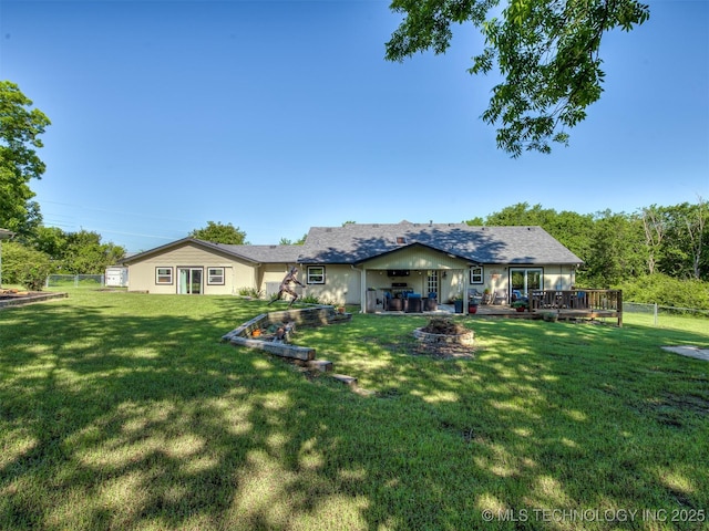 32188 E 738th Rd, Wagoner, OK 74467 - rear view of house with a wooden deck and a patio