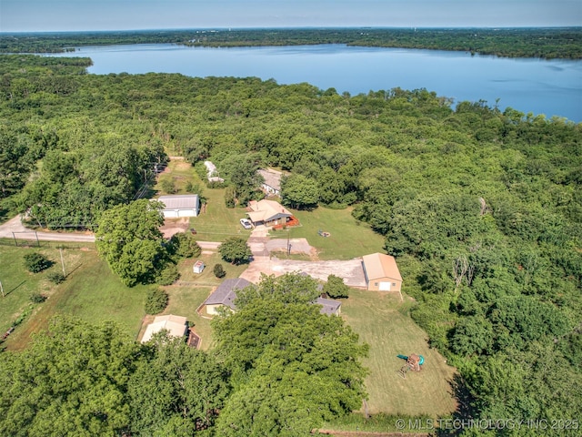 32188 E 738th Rd, Wagoner, OK 74467 - aerial view of property and surrounding area with a forest and a nearby body of water