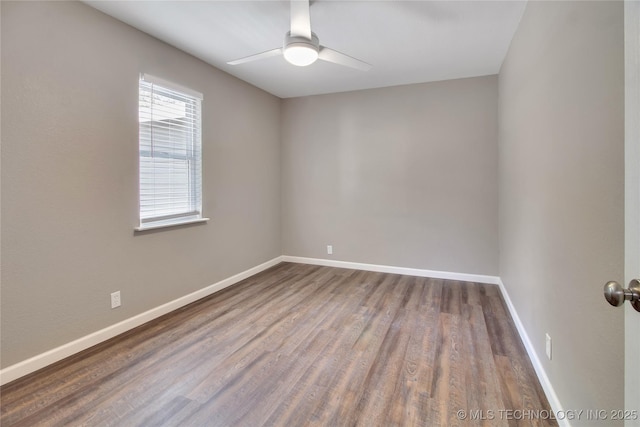 245 E 148th St S, Glenpool, OK 74033 - unfurnished room with a ceiling fan, wood finished floors, and baseboards