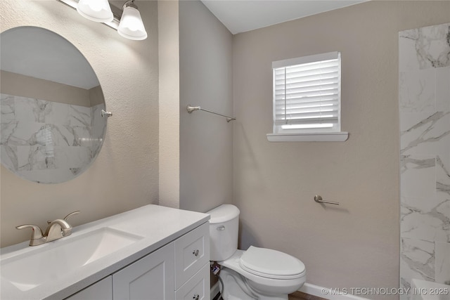 245 E 148th St S, Glenpool, OK 74033 - bathroom with vanity, toilet, and a marble finish shower