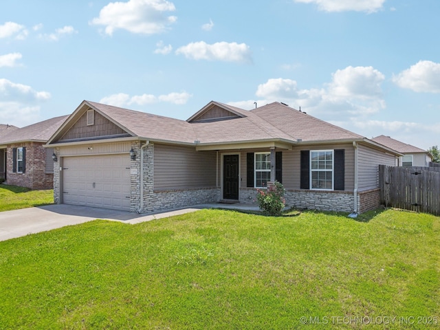 5976 E 147th St S, Bixby, OK 74008 - ranch-style house featuring stone siding, a garage, and concrete driveway