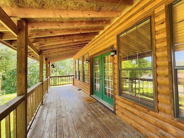20413 E Allen Rd, Tahlequah, OK 74464 - wooden terrace featuring french doors
