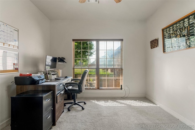 6601 E 85th St, Owasso, OK 74055 - carpeted office space featuring ceiling fan and baseboards