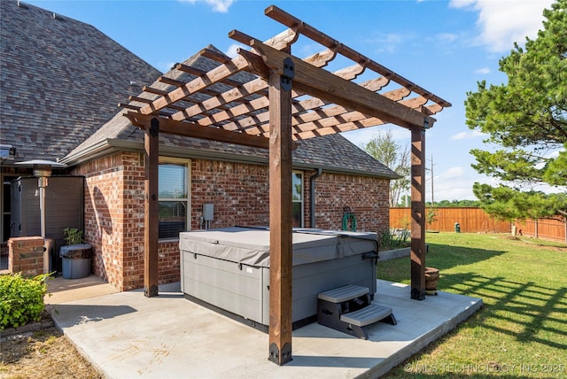 6601 E 85th St, Owasso, OK 74055 - view of patio / terrace featuring a hot tub and a pergola