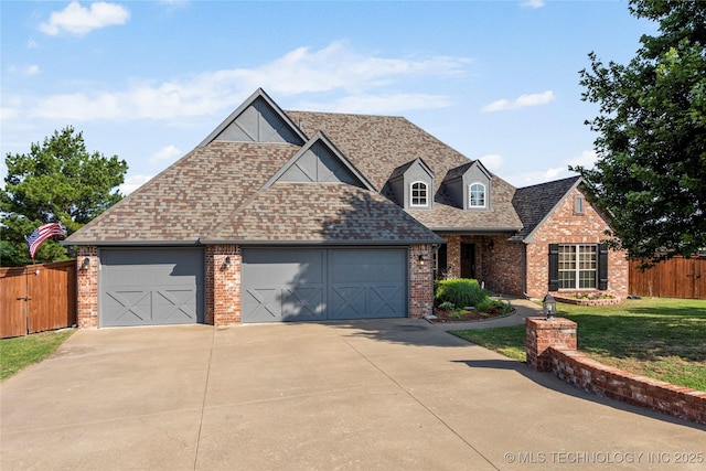 6601 E 85th St, Owasso, OK 74055 - view of front of house with brick siding, driveway, a garage, and roof with shingles