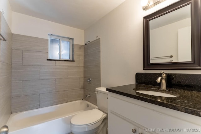 5726 E 26th St, Tulsa, OK 74114 - bathroom with vanity, toilet, and bathtub / shower combination