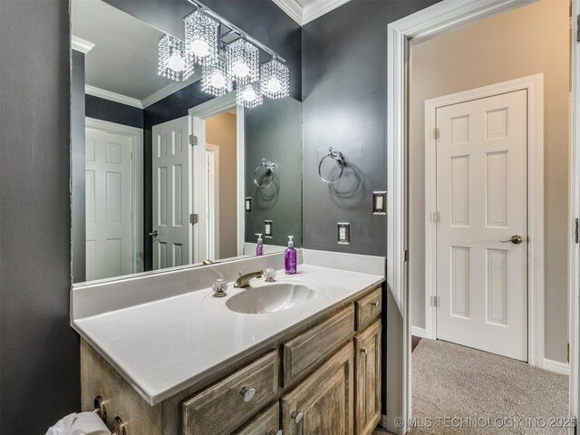 23240 E 90th St S, Broken Arrow, OK 74014 - bathroom with ornamental molding and vanity