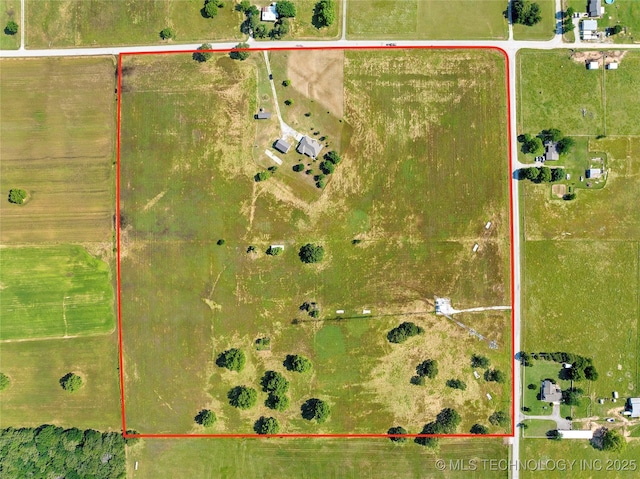 4180 Countyline, Ardmore, OK 73401 - aerial view of property and surrounding area with property parcel outlined