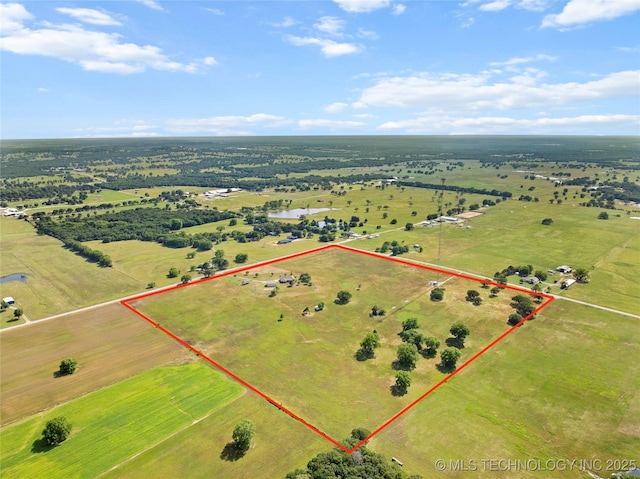 4180 Countyline, Ardmore, OK 73401 - aerial view of sparsely populated area with property parcel outlined