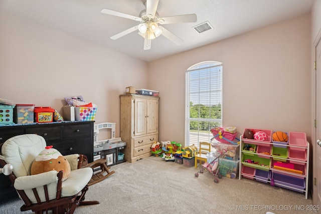 316 E 44th St, Sand Springs, OK 74063 - rec room featuring carpet floors and ceiling fan