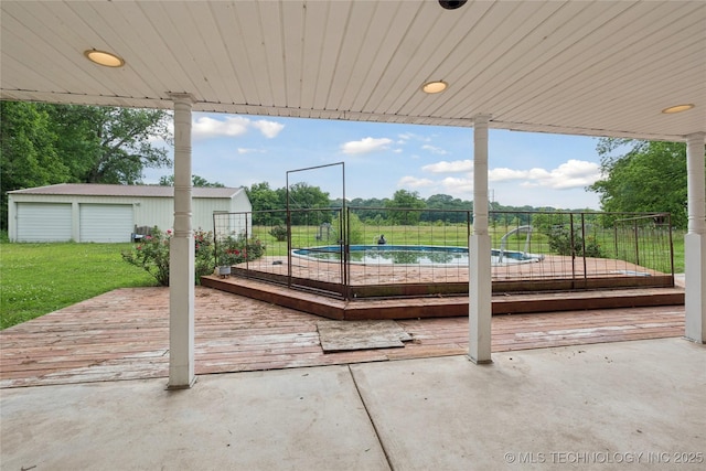 385077 E 1160th Rd, Weleetka, OK 74880 - view of patio / terrace featuring an outbuilding