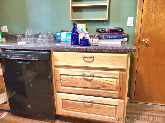 1950 Cedar Bluff Rd, Fort Gibson, OK 74434 - kitchen featuring black dishwasher and wood finished floors