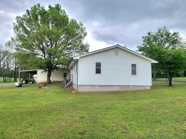 1950 Cedar Bluff Rd, Fort Gibson, OK 74434 - view of home's exterior with a carport, a yard, and crawl space