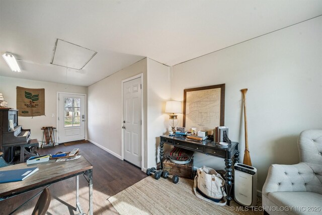 11818 N Harvard Ave, Skiatook, OK 74070 - home office featuring attic access and wood finished floors