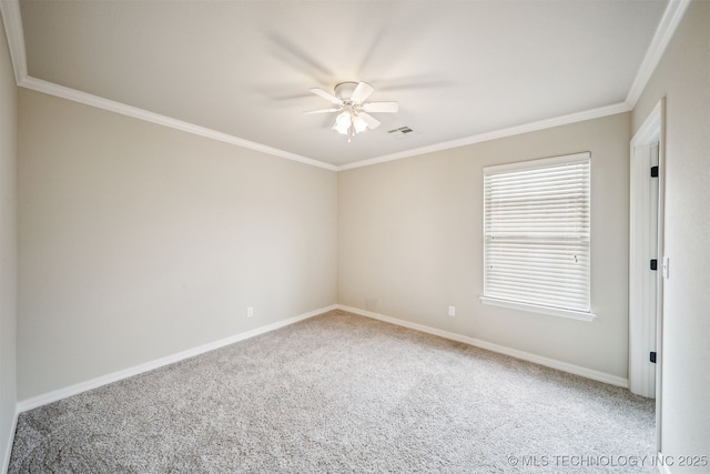 9241 N 144th E Ave, Owasso, OK 74055 - spare room with a ceiling fan, carpet, ornamental molding, and baseboards