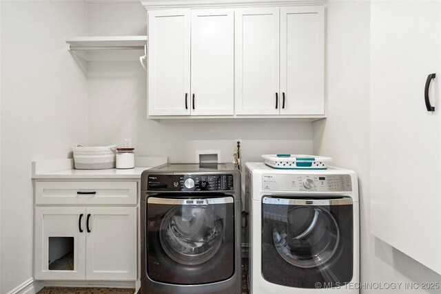3406 W Quantico Pl, Broken Arrow, OK 74011 - washroom featuring washing machine and dryer and cabinet space