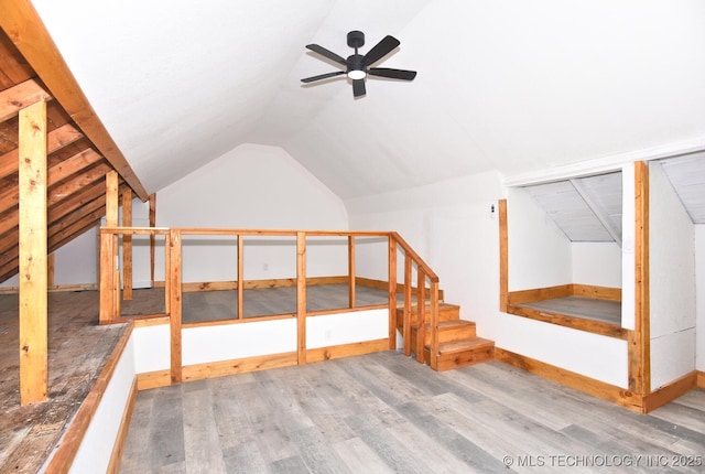 206 S Mounds St, Sapulpa, OK 74066 - bonus room with wood finished floors, lofted ceiling, baseboards, and ceiling fan