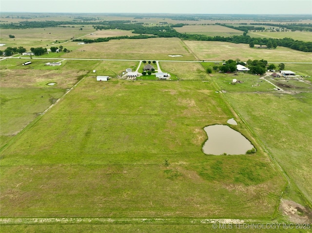 6200 E 340th Rd, Talala, OK 74080 - aerial view of sparsely populated area with property boundaries highlighted and a nearby body of water