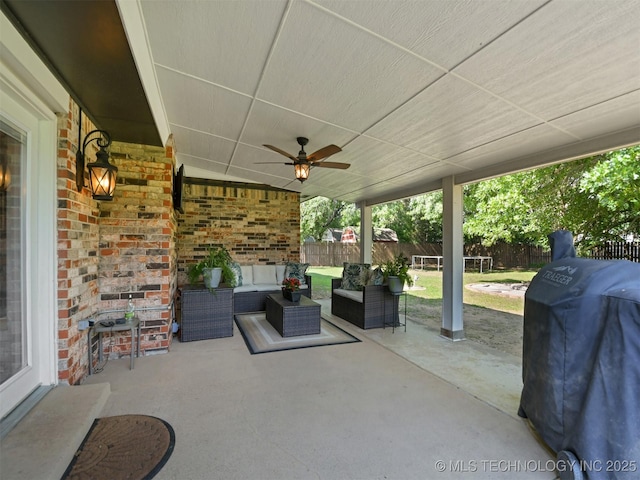 402 Beaumont Dr, Ardmore, OK 73401 - view of patio featuring outdoor lounge area and ceiling fan
