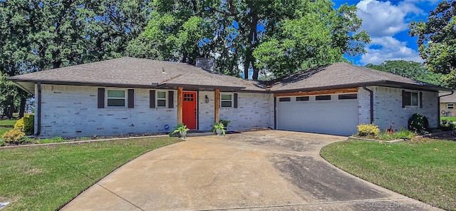 114276 S 4170th Rd, Checotah, OK 74426 - single story home featuring a front lawn, a chimney, an attached garage, and driveway