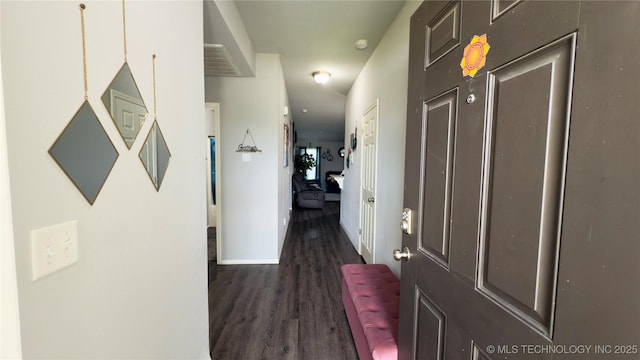 5752 E 147th St S, Bixby, OK 74008 - corridor featuring dark wood-style floors and baseboards