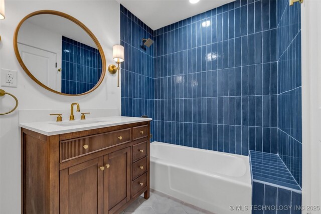 7362 S 68th E Ave, Tulsa, OK 74133 - full bath with vanity, tub / shower combination, and tile patterned floors