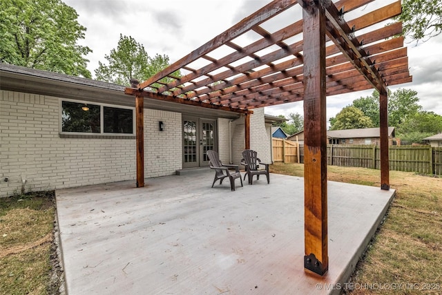 7362 S 68th E Ave, Tulsa, OK 74133 - view of patio featuring french doors and a pergola