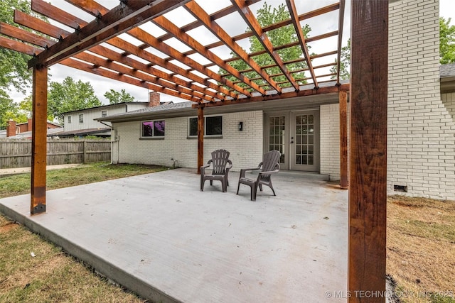 7362 S 68th E Ave, Tulsa, OK 74133 - view of patio / terrace featuring a pergola and french doors