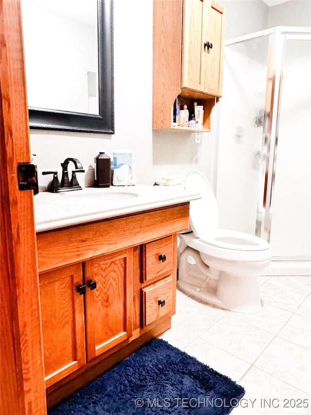 4418 N Little, Cushing, OK 74023 - full bath featuring a shower stall, vanity, tile patterned floors, and toilet
