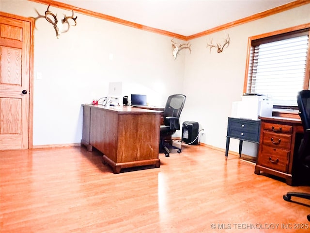 4418 N Little, Cushing, OK 74023 - home office with wood finished floors, ornamental molding, and baseboards