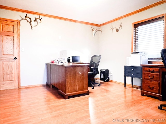 4418 N Little, Cushing, OK 74023 - office with light wood-style flooring, ornamental molding, and baseboards