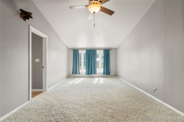 4418 N Little, Cushing, OK 74023 - carpeted spare room with a ceiling fan, a textured wall, and lofted ceiling