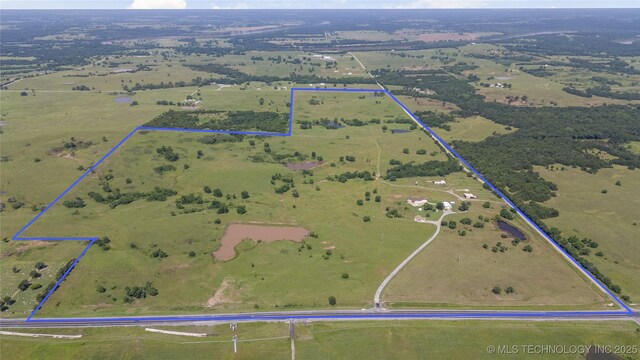 4418 N Little, Cushing, OK 74023 - aerial view of sparsely populated area featuring property parcel outlined