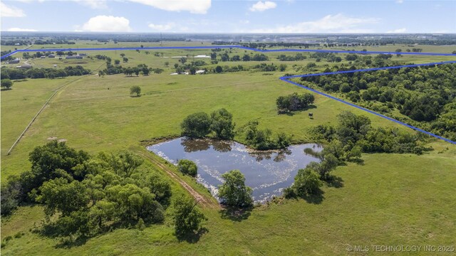 4418 N Little, Cushing, OK 74023 - view of rural area featuring a large body of water and property boundaries highlighted