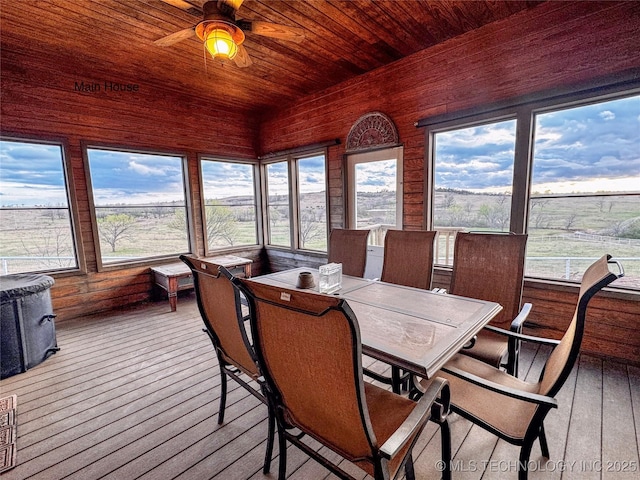 4418 N Little, Cushing, OK 74023 - sunroom / solarium with wood-type flooring, wooden ceiling, and wooden walls