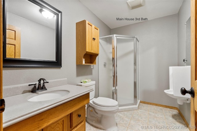 4418 N Little, Cushing, OK 74023 - full bathroom featuring a shower stall, vanity, and tile patterned flooring