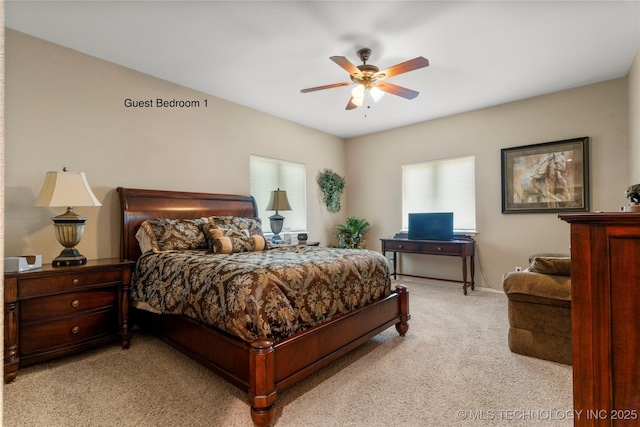 4418 N Little, Cushing, OK 74023 - bedroom with light colored carpet and a ceiling fan