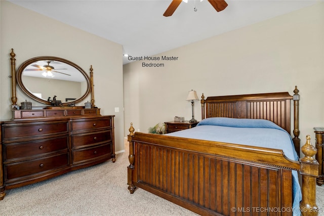 4418 N Little, Cushing, OK 74023 - bedroom with light carpet and a ceiling fan