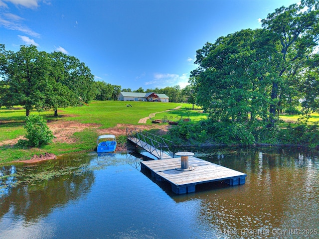 830294 S 3530, Stroud, OK 74079 - dock area with a water view and a yard