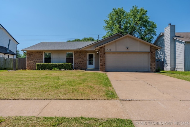 1605 W Montgomery St, Broken Arrow, OK 74012 - ranch-style home featuring an attached garage, driveway, brick siding, and board and batten siding